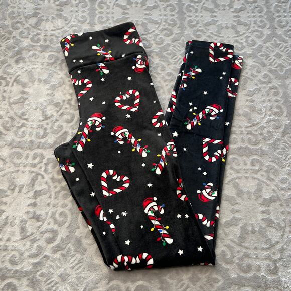 No Boundaries Black Candy Cane Holiday Sleep Pants Small - Picture 1 of 8